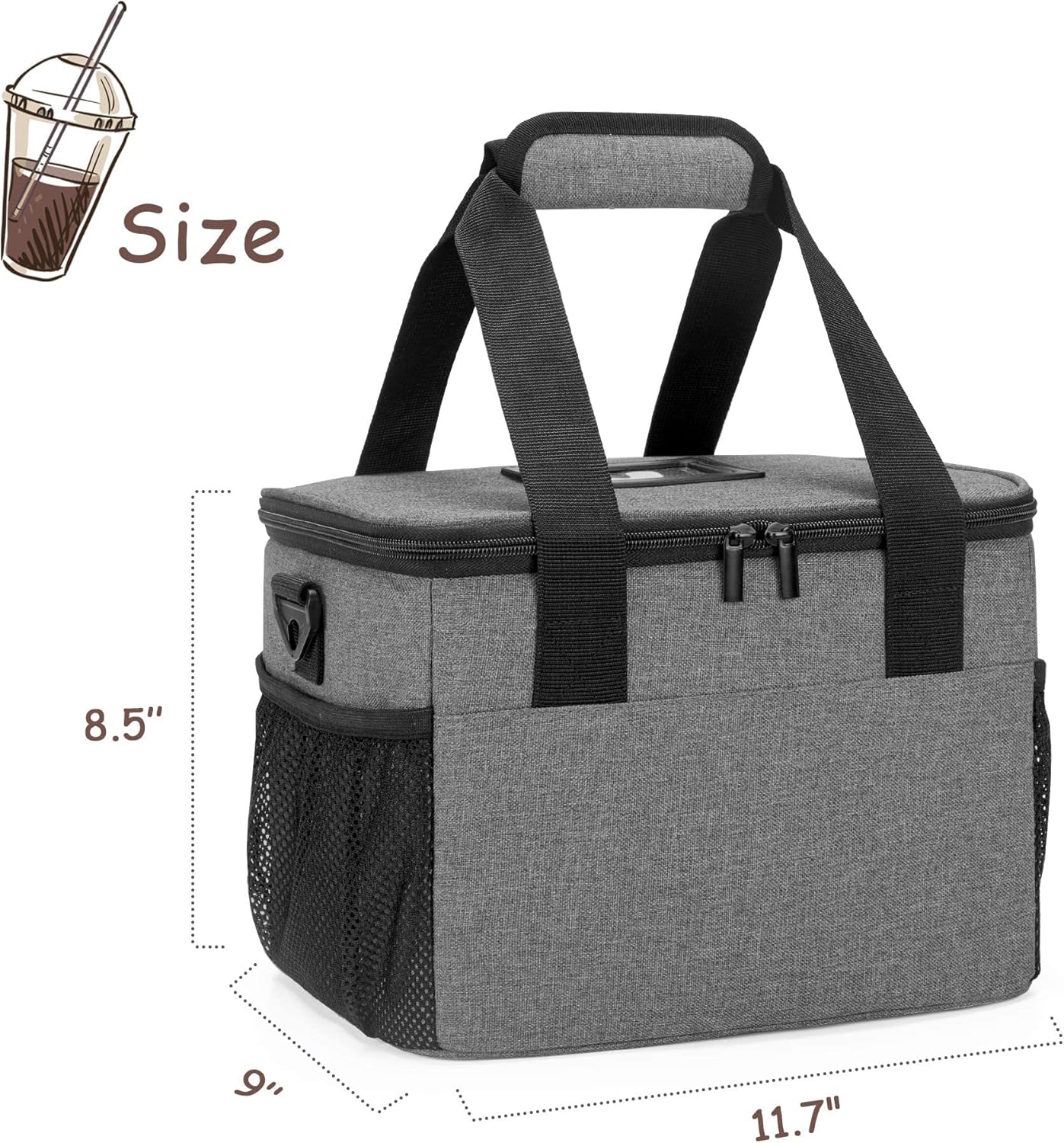 Trunab Reusable 6 Cups Drink Carrier for Delivery Insulated Drink Caddy with Handle and Shoulder Strap, Adjustable Dividers, Beverages Carrier Tote Bag, for Daily Life Takeout, Outdoors, Travel - Image 7