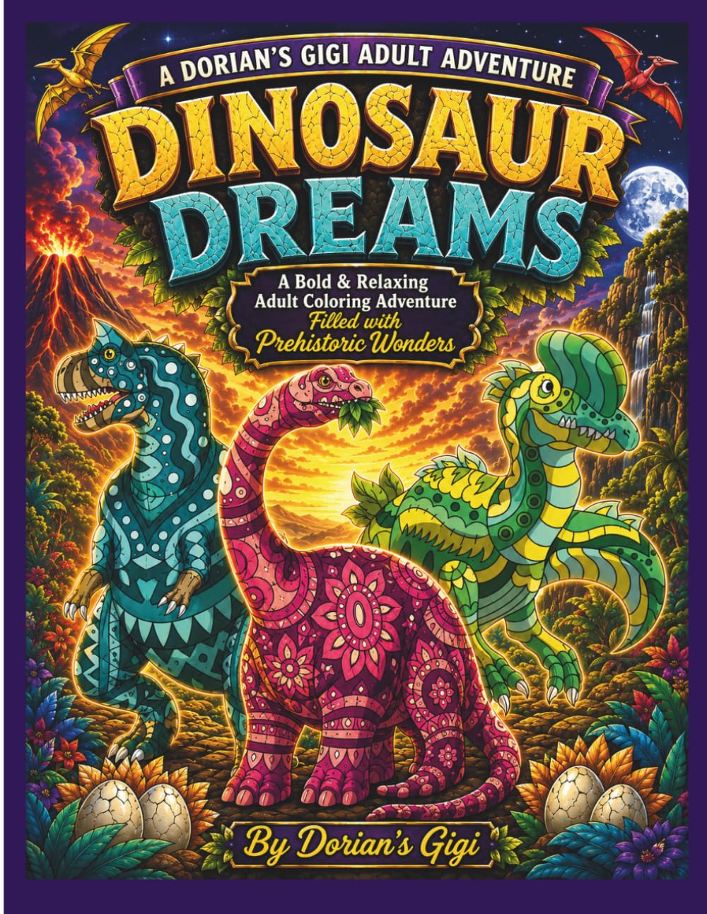 DINOSAUR DREAMS: A BOLD & RELAXING ADULT COLORING ADVENTURE FILLED WITH PREHISTORIC WONDERS (DORIAN'S GIGI ADULT ADVENTURES)