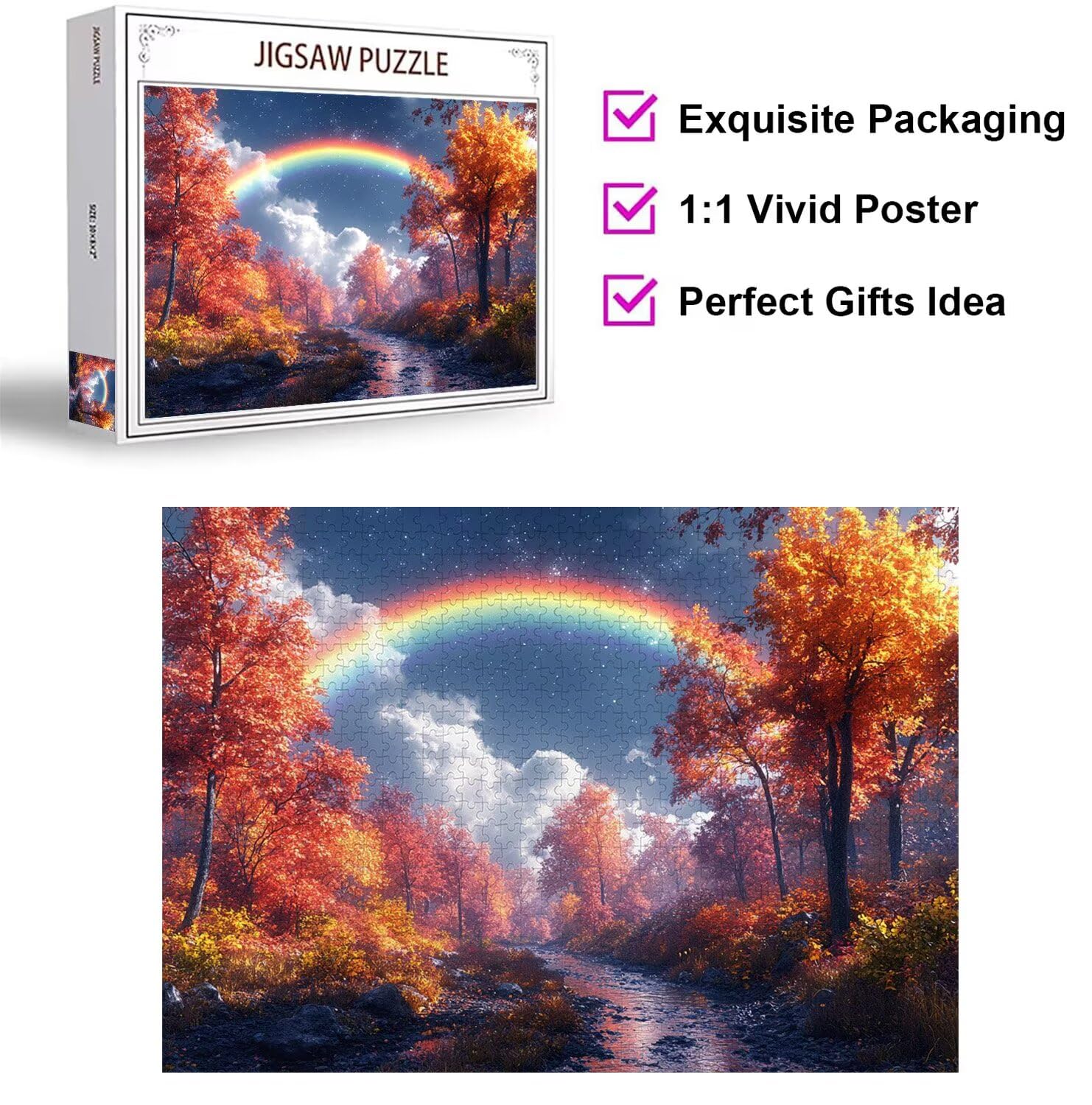 Puzzle 5000 elementów dla dorosłych, gry rodzinne, tęczowy las, n-13
