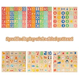 Joqutoys Wooden Building Blocks for Toddlers 1-3, Large Wood Baby Stacking Blocks Set for Kids, 30 PCS Alphabet Blocks with Toy Wagon, Educational Wooden Toys for Boys Girls Gifts 1.65