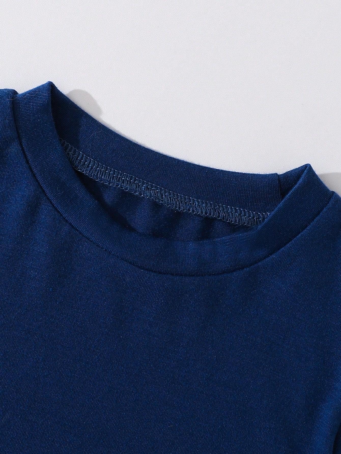Mameluco de 2 piezas para niños pequeños con bolsillo a rayas con camiseta, color azul — view 6
