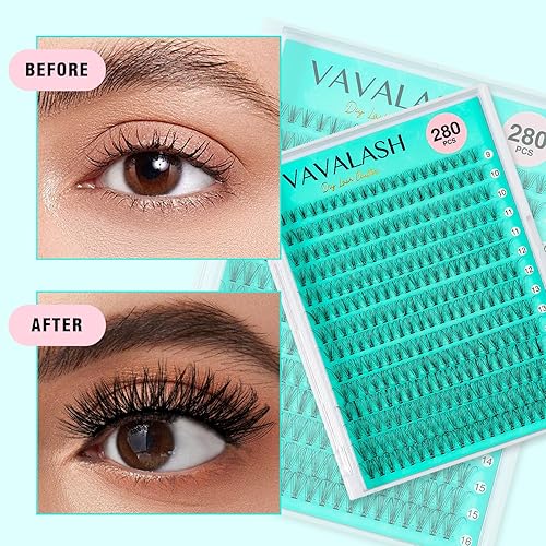 Miniatura 6 de VAVALASH - Extensiones de pestañas individuales postizas en racimo, mezcla de 10-16mm, 280 unidades, 10D, 20D, 30D, 40D, 50D, Rizo C, D, para