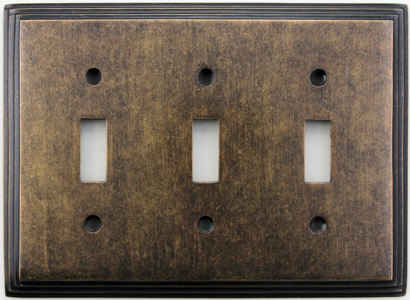 Classic Accents Deco Aged Antique Brass 3 Gang Toggle Light Switch Wall Plate