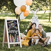 Vista 8 de 4 THOUGHT Pizarra magnética de doble cara en forma de A de 40"x20", tablero de sándwich independiente de madera de pino macizo para restaurantes