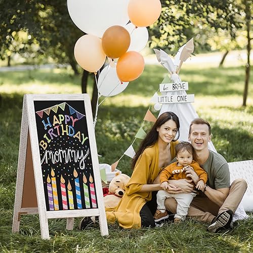 Miniatura 8 de 4 THOUGHT Pizarra magnética de doble cara con marco A de 40 x 20 pulgadas, madera de pino maciza, independiente para restaurantes, cafeterías, bodas