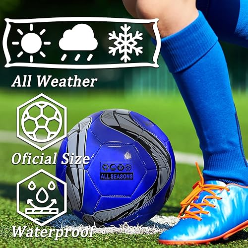 Miniatura 5 de Senston Balón de fútbol oficial talla 5, pelotas de fútbol de entrenamiento para interiores y exteriores para niños y jóvenes