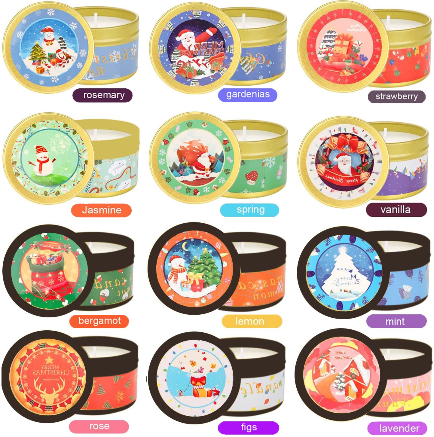 Scented Candles Gift Set, 12 pcs Aromatherapy Candle, Natural Soy Wax Women's Gift for Xmas, Mother, Valentines, Stress Relief