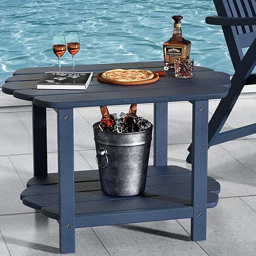 Miniatura 1 de FERFALDER Adirondack - Mesa auxiliar para exteriores, mesa de patio irregular de 2 niveles, mesa exterior de gran tamaño para patio, balcón, color