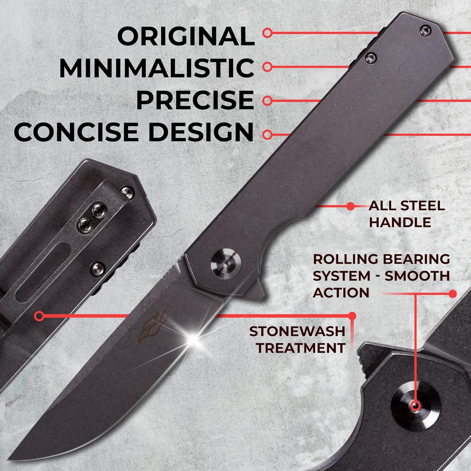 Firebird Ganzo FH13-SS Folding Pocket Knife 3.4" D2 Steel Blade All Steel Handle with Clip Outdoor Camping EDC Utility Pocket Knife (Titan Dark grey)