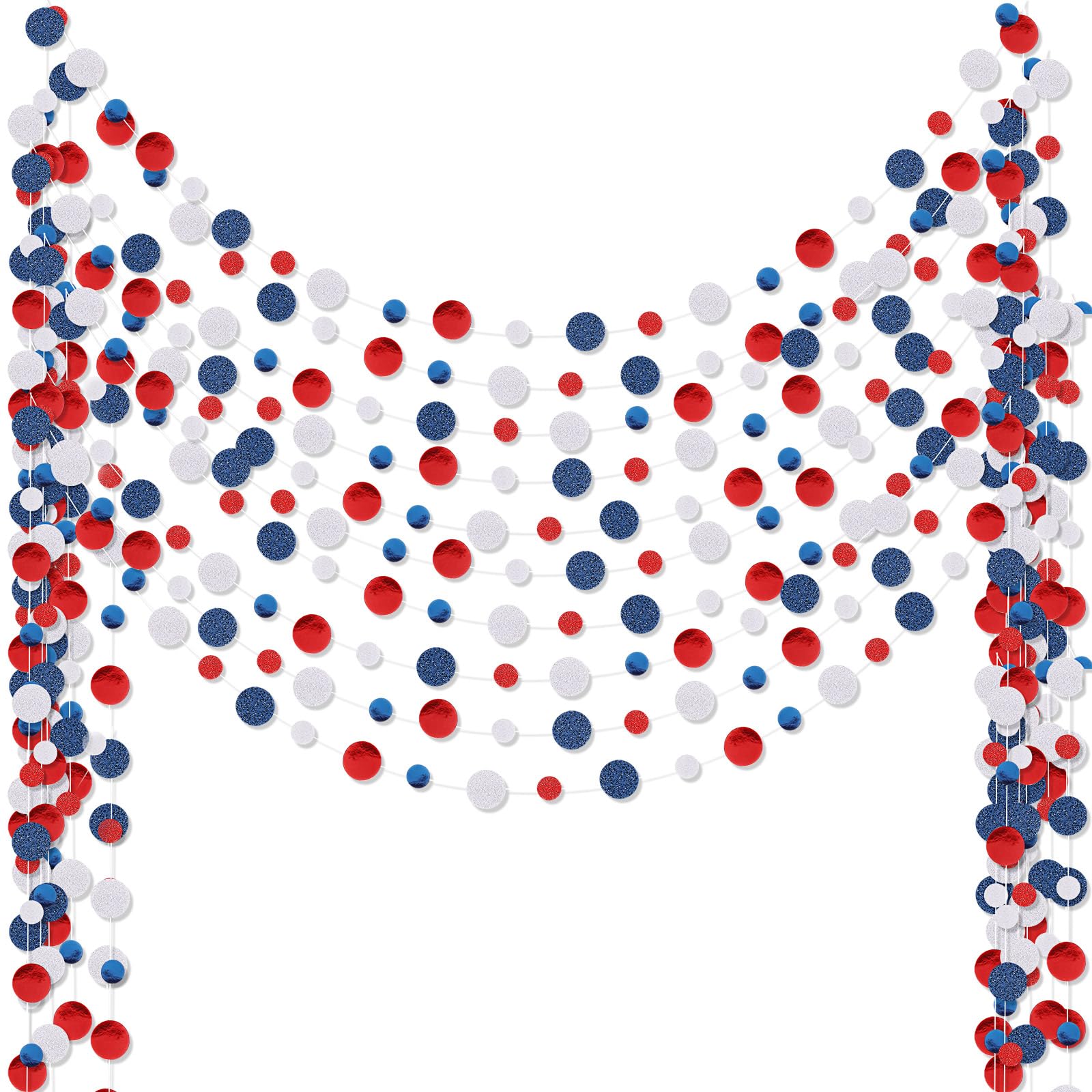 Outus 10 Pieces Round Dots Garland Valentine Easter Party Hanging Decor Each Length 13.1ft Glitter Paper Dot Streamers for Birthday Wedding Classroom