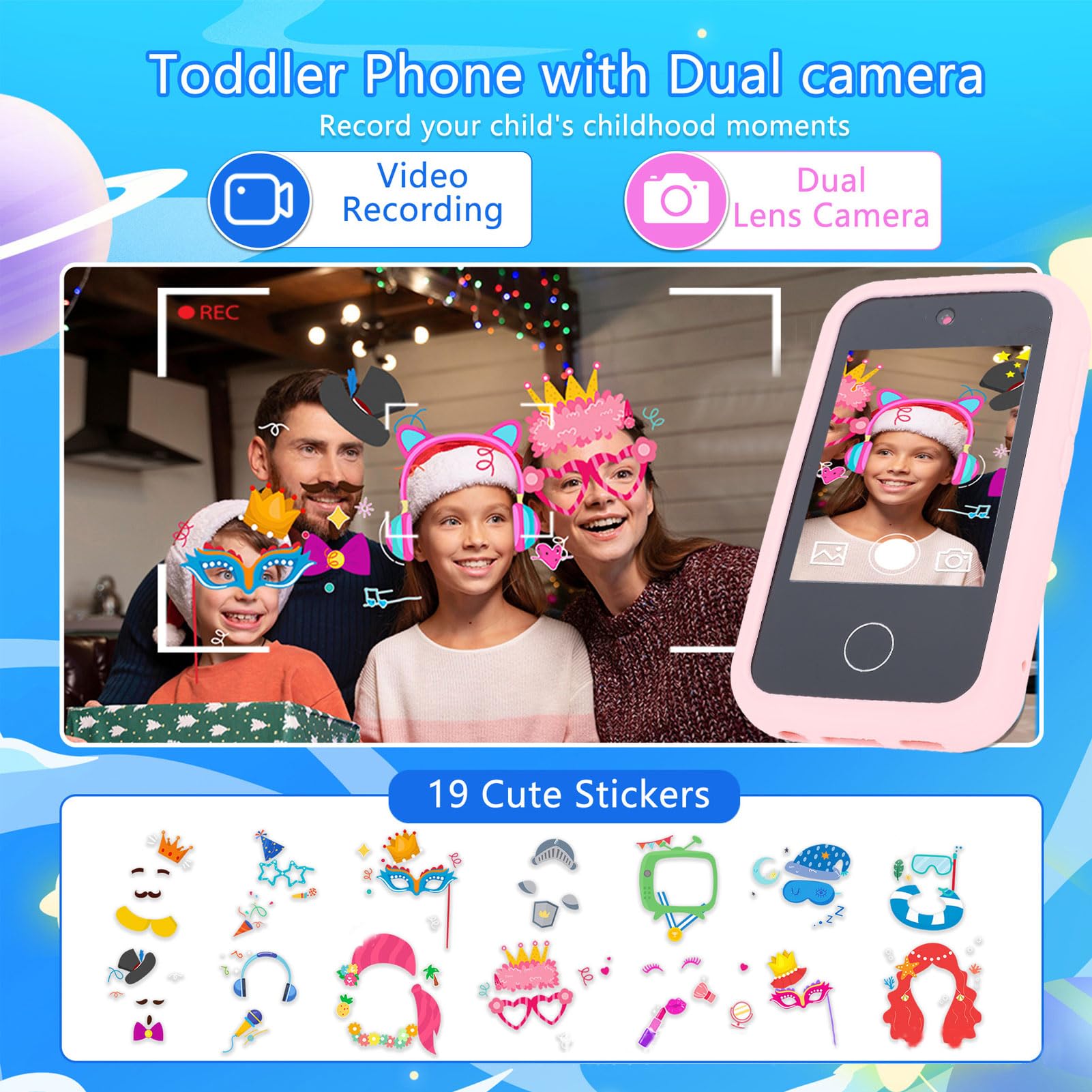 Smart Phone per bambini Touchscreen HD Doppia fotocamera 8 giochi Sicurezza di caduta Telefono cellulare per bambini Simpatico modello animale Regalo per le vacanze di compleanno
