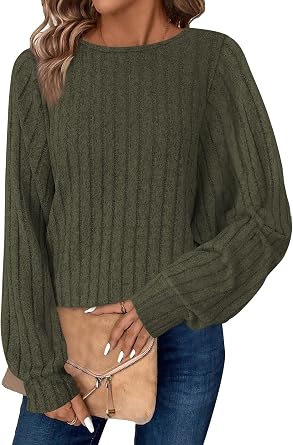 Bosmeer Womens Batwing Long Sleeve Shirts Lightweight Sweaters Work Tunic Tops Dressy Casual Loose Fit Fall Clothes 2026