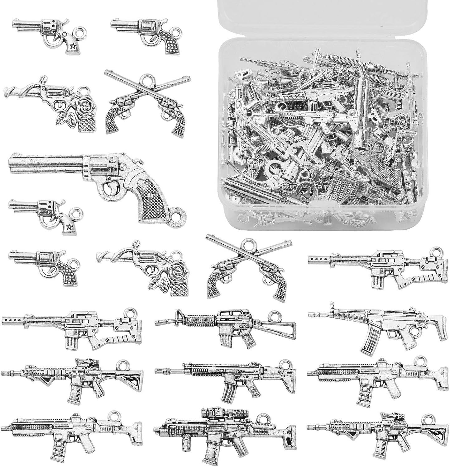 Ornazy 60Pcs Tibetan Style Pistol Gun Charm Vintage Silver Weapon Tool Charms for Jewelry Making DIY Necklace Bracelet Crafts - Image 3