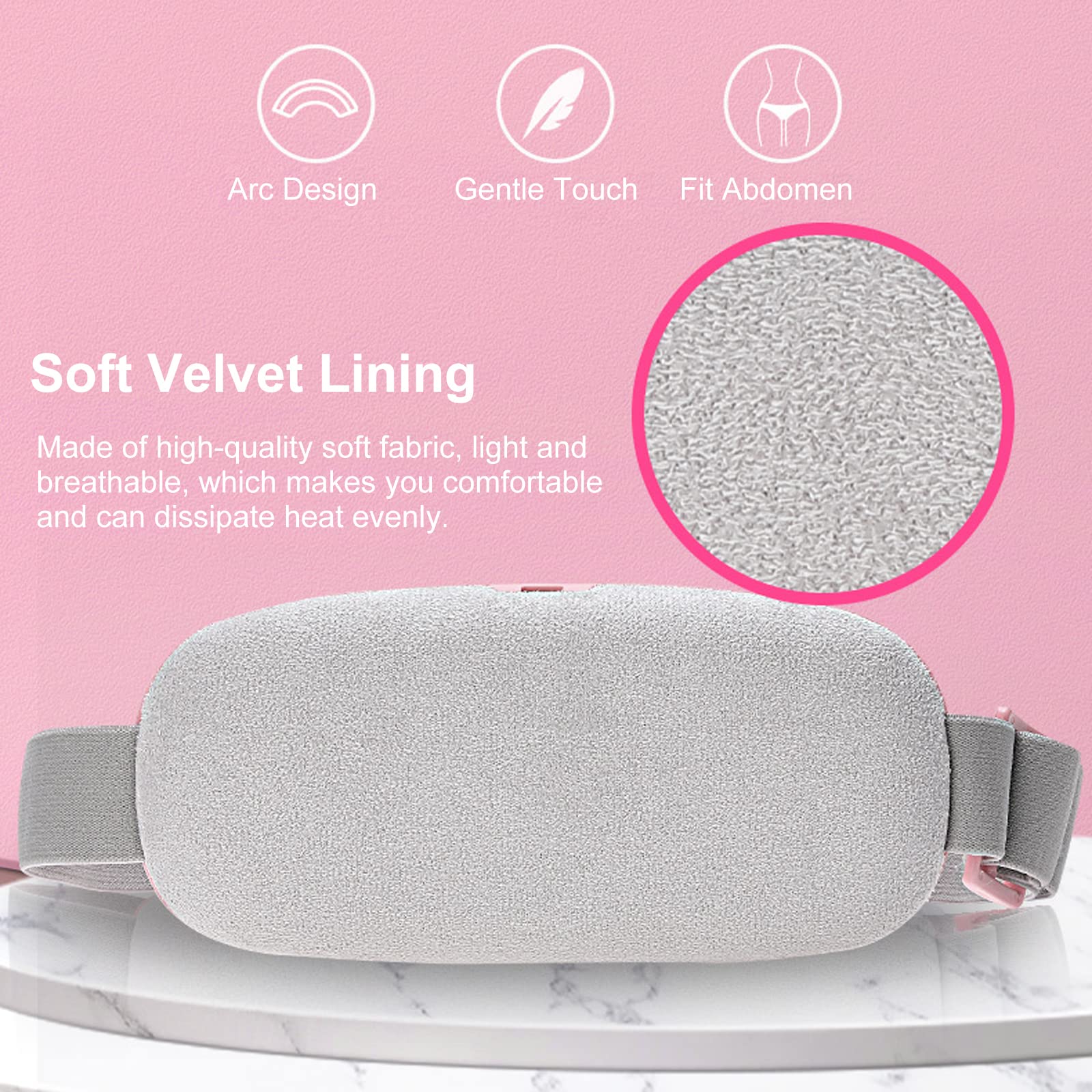 Ceinture Chauffante Regle Douloureuse, Layhou Ceinture Chauffante avec 3 Niveaux de Chaleur et 3 Modes de Massage, Rechargeable par USB, Soulager les Douleurs Menstruelles, Couleurs Bonbons