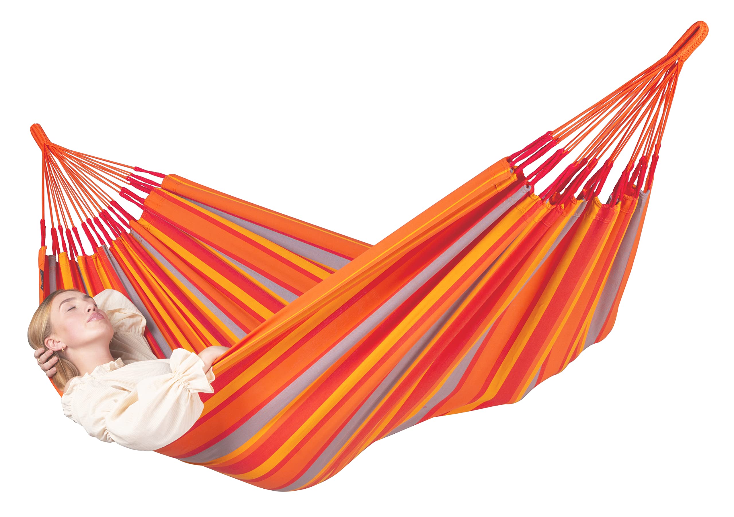 La Siesta® Brisa Orange Classic Hamaca – Relajación al Aire Libre Resistente e intemperado Hamaca Simple, relajación auténtica y cómoda