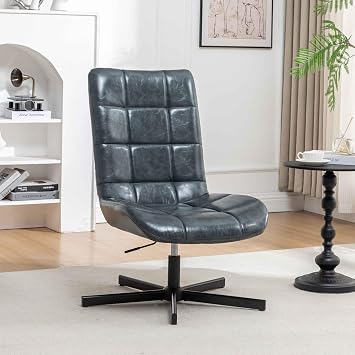 PU Leather Home Office Desk Chairs with Armrest, Soft High Backrest Computer Chair with Adjustable Height, 360 Swivel Ergonomic Executive Accent Chair for Reading, Meeting Room Black, 1 Sets