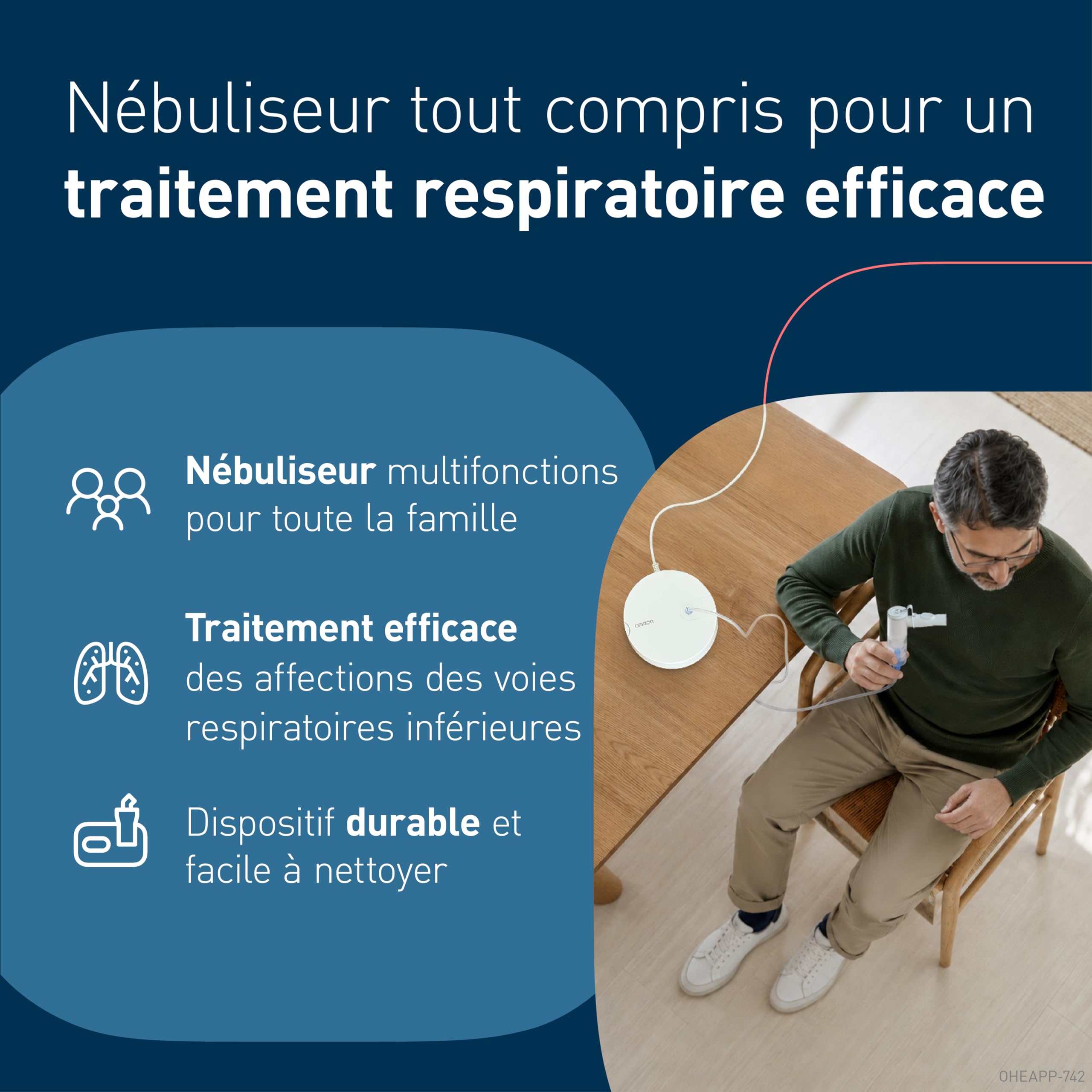 OMRON X105 Advanced Versatile Nébuliseur – Inhalateur respiratoire pour le rhume, l'asthme et la bronchite – Nebulisateur médical pour toute la famille – Technologie AVT – Avec accessoires