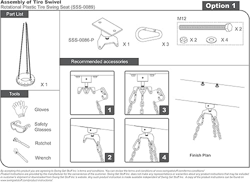 Miniatura 4 de Swing Set Stuff de plástico Tire Swing con cadena con recubrimiento de, Rojo