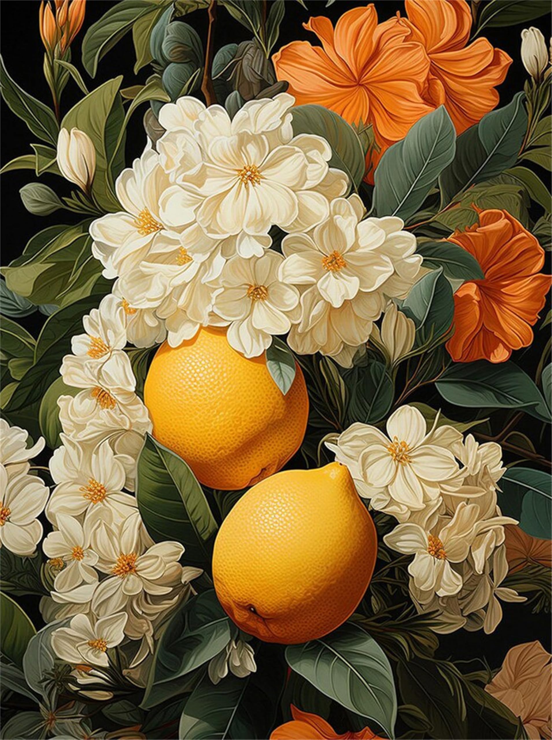 NZNANCHU 5D DIY Diamond Painting Kit for Adults,Diamond Art Kits for Beginner,Painting by Diamonds,Gem Art Kits Round Drill for Home Wall Decor Gifts for Women, Men (Orange Flower)