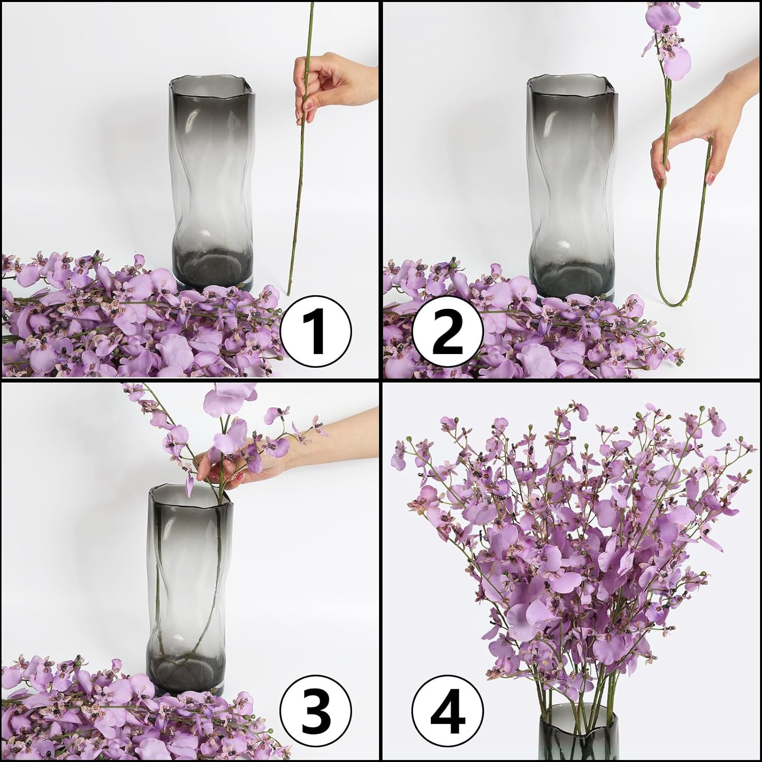 Artificial Silk Orchids,10 PCS (Each 37'') Purple Orchids Artificial Flowers Faux Orchid Long Stem Fake Flowers Fake Silk Flowers for Indoor Outdoor Wedding Home Office Decoration(Purple)