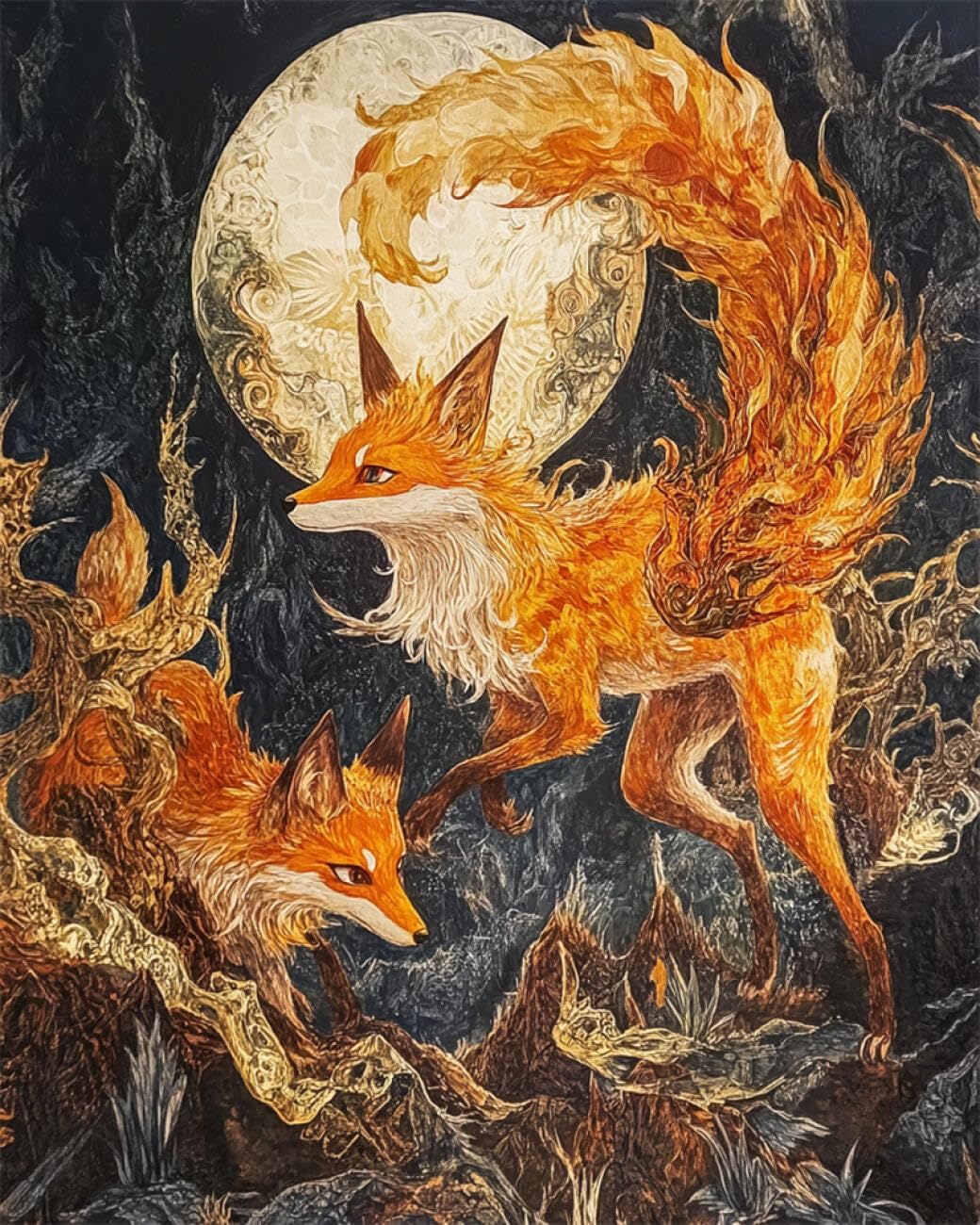 RKFLGEW DIY Bead Embroidery Kit Fantasy Fox 30x40cm