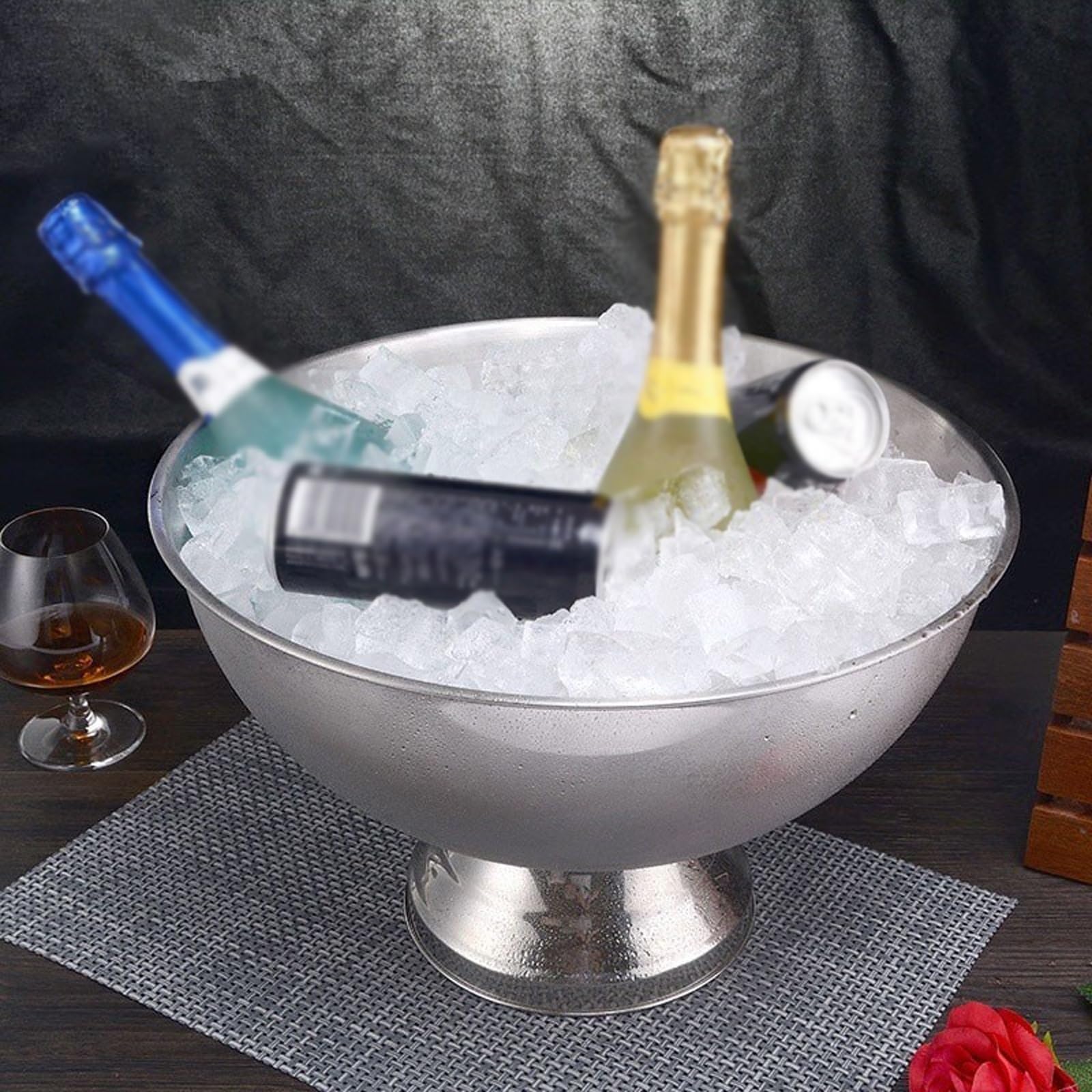 LCE Buckets Party 13,5 l isolierter Metall-Eiskübel aus Edelstahl, große Eiskübel for Partys, Getränkewanne/Eiskübel, Champagnerkübel for Geschäfts- und Familienfeiern(Gold)