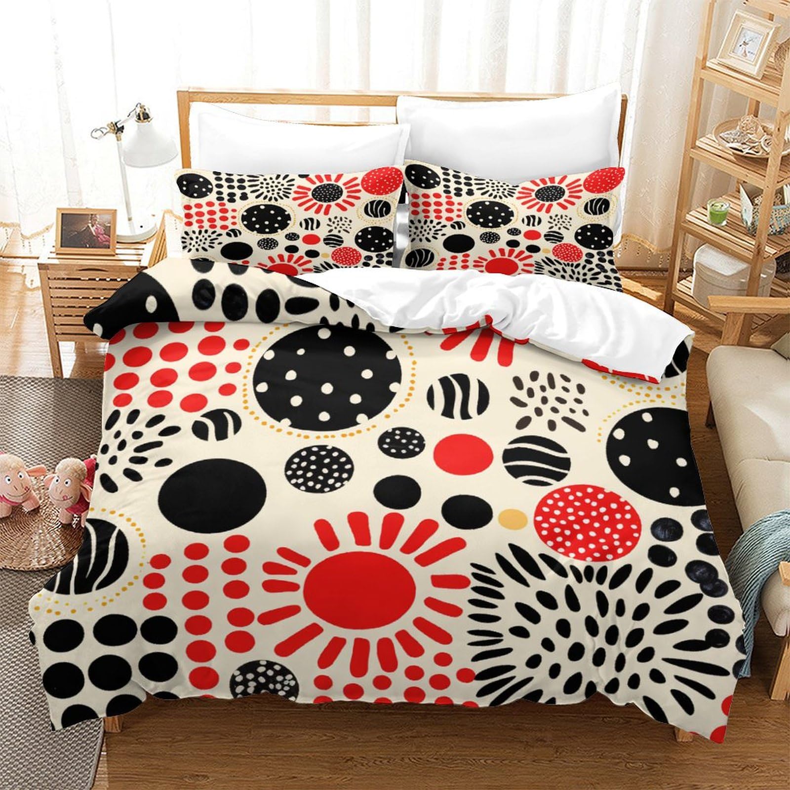 P1S9U7W5Y Modern Polka Dot 3D Printed Duvet Cover Set 3pcs Microfiber Abstract Spot Bedding Set King