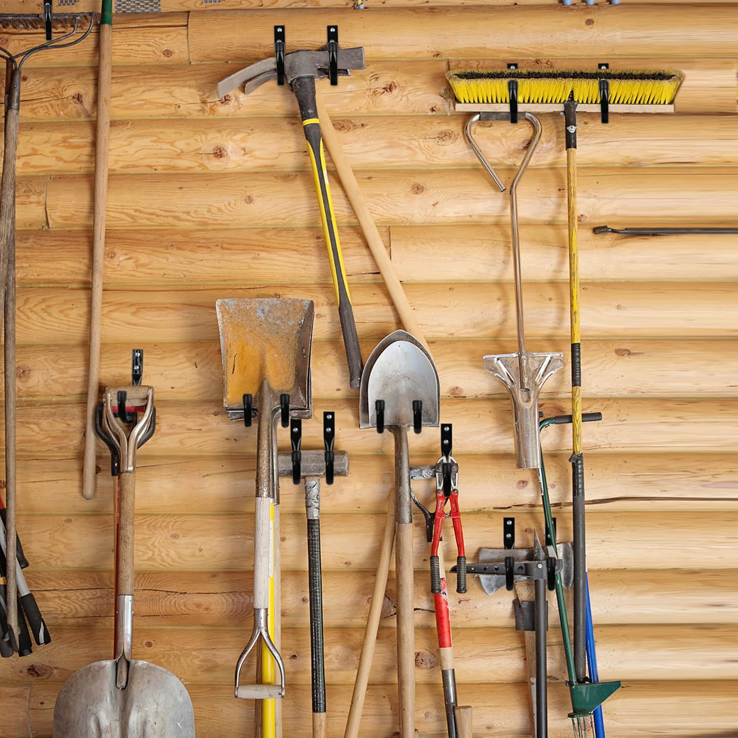 Black Heavy Duty Metal Garage Storage Hooks with Wall Anchors