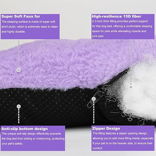 Miniatura 2 de Cama extra pequeña para perros para jaulas, 18 camas para mascotas de interior de felpa súper suave para perros, cachorros, gatos y conejos, color