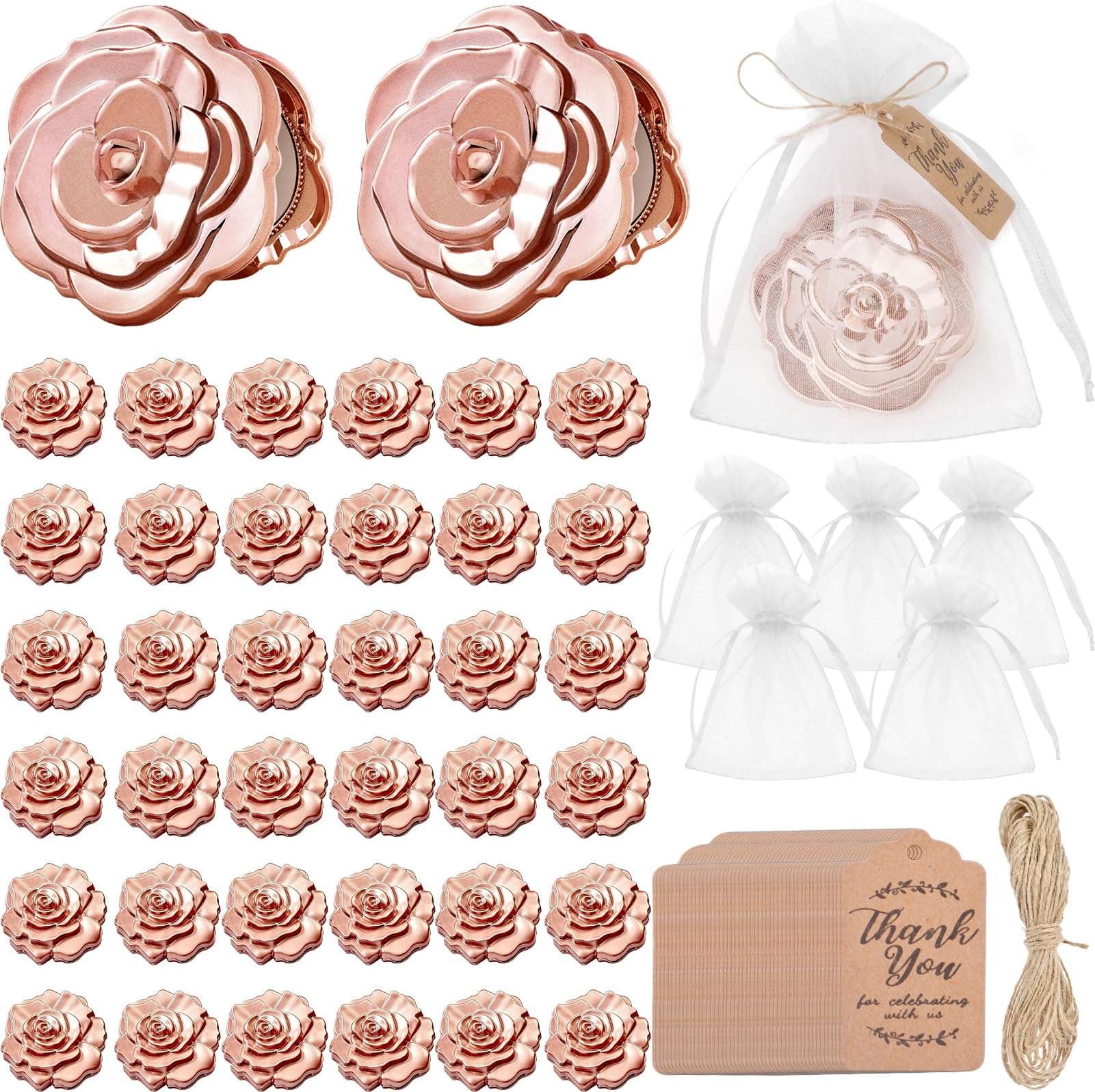 Panelee 96 Set Rose Compact Mirrors Bulk Wedding Party