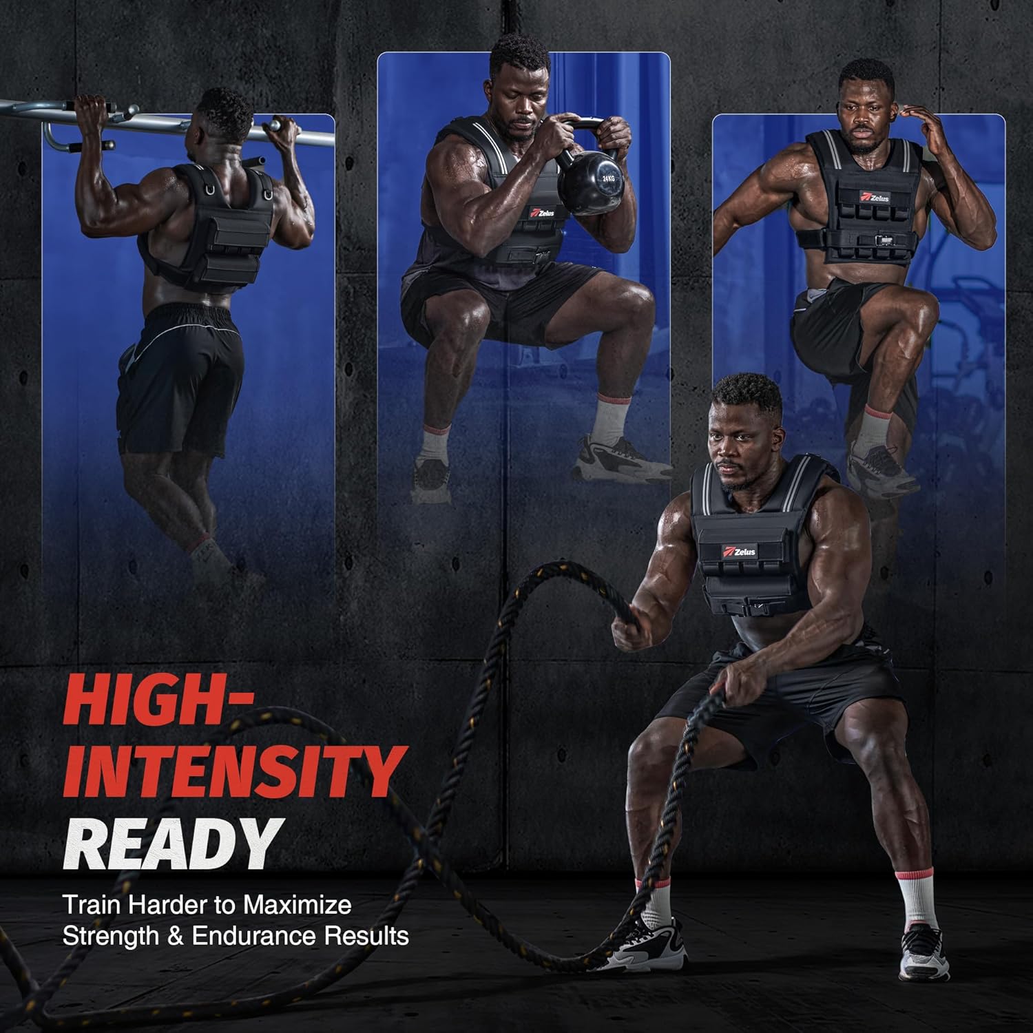 ZELUS Weighted Vest Men, 23/36/45 lb. Weight Vest with 10/16/20 Adjustable Iron Weights for Muscle Building Strength & Functional Training, Weighted Vest for Men with Reflective Strips. - Image 7