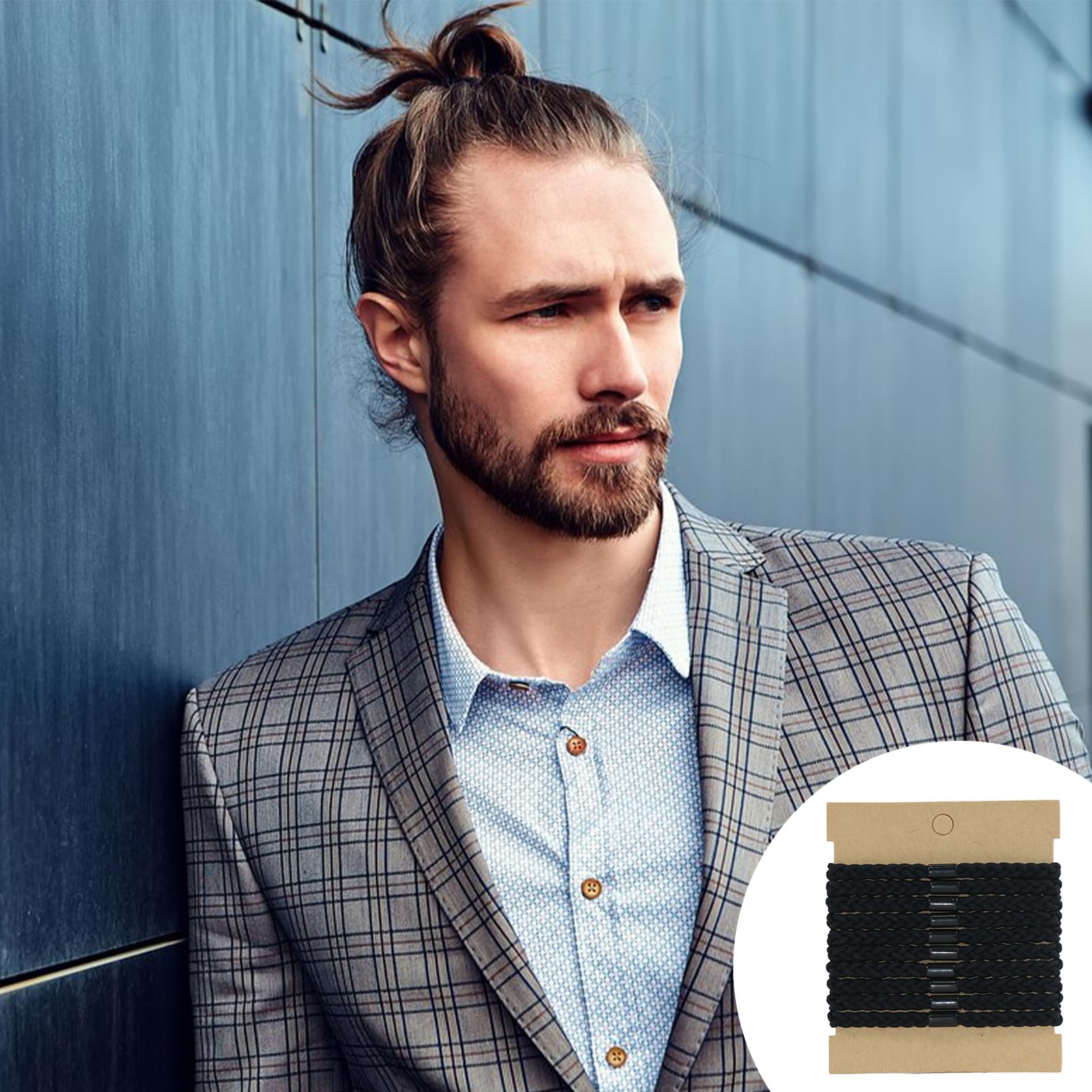 10 Pcs Hair Bands for Men Braided Elastic Mens Hair Ties for Guys Flat Man Bun Hair Tie No Damage Crease Breakage - Image 4