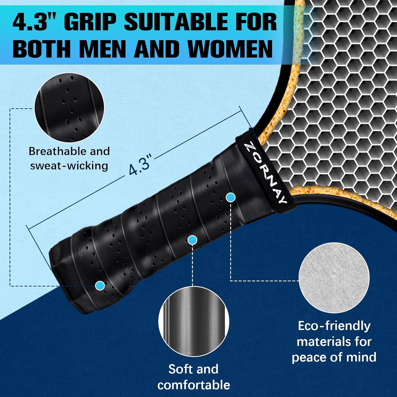 Pickleball Paddles Set of 2 - Light Weight Pickle Ball Paddles Set for Beginners, Men & Women - Perfect Starter Family Pickleball Racket, Fiberglass/Carbon, USAPA Approved - Image 4