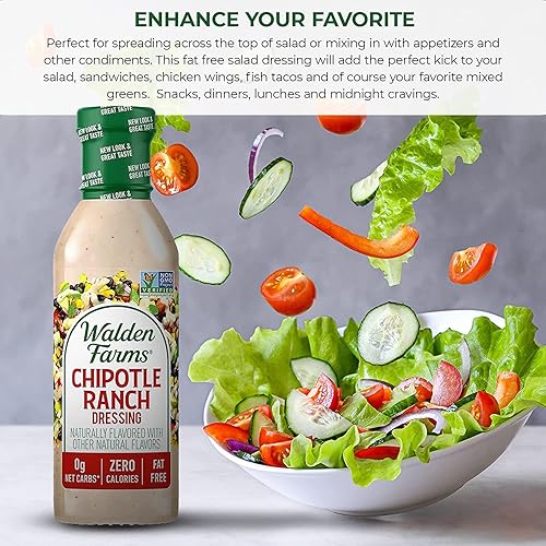 Vista 29 de Walden Farms Buffalo Ranch - Aderezo y salsa – Sin calorías, sin gluten, bajo en carbohidratos, apto para dieta cetogénica, sin azúcar, sin grasa