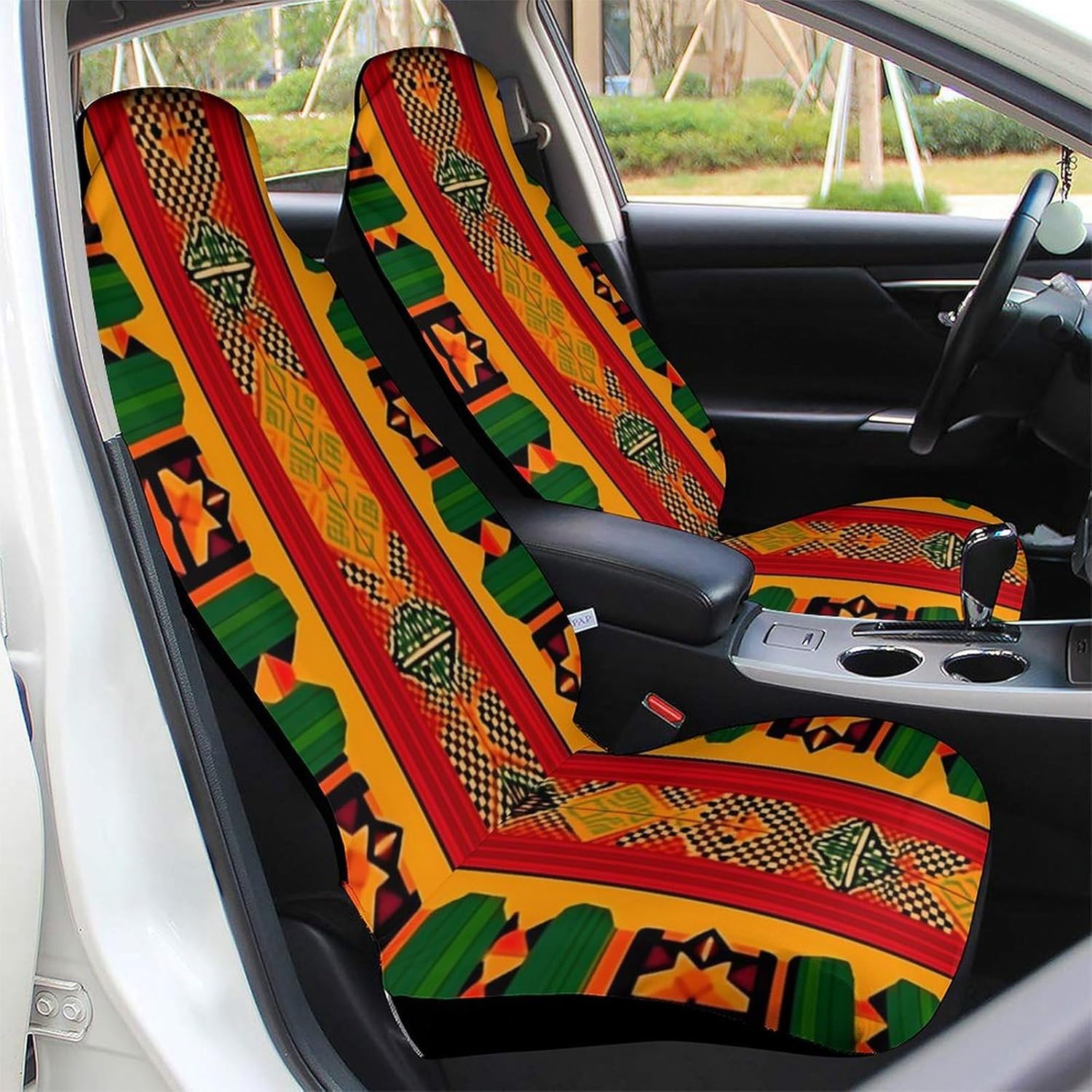 African Print Traditional Tribal Car Seat Covers Universal Car Front Seats Protector Auto Interior Accessories 1PCS