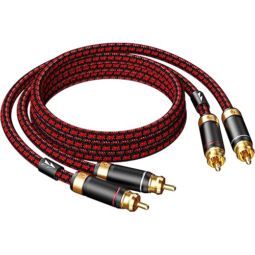 Auidophile 2RCA Male to 2RCA Male Stereo Audio Cable,Gold Plated | 4N Oxgen-Free Copper Core (2.5 Feet (0.75M))