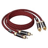 Vista 1 de Auidophile - Cable de audio de subwoofer estéreo macho 2RCA macho a 2RCA, Hi Fi, chapado en oro 3U, núcleo de cobre 4N sin oxígeno (1.6 pies