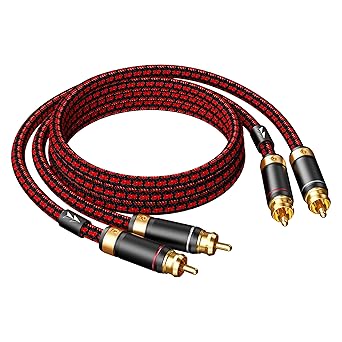 Auidophile 2RCA Male to 2RCA Male Stereo Audio Cable,Gold Plated | 4N Oxgen-Free Copper Core 2.5 Feet 0.75M