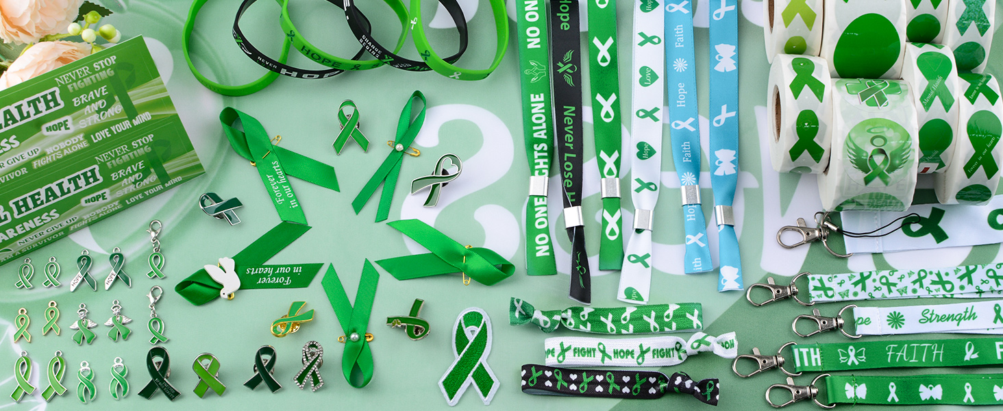 TSYMINQC 50 Pieces Green Ribbon Lapel Pins - Awareness Brooches For Mental Health, Environment, Liver Cancer - View #10
