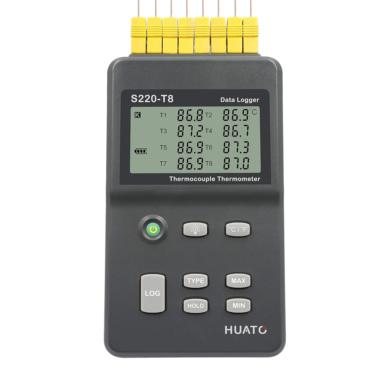 HUATO S220T8 Eight Channel Thermocouple Data Logger with External