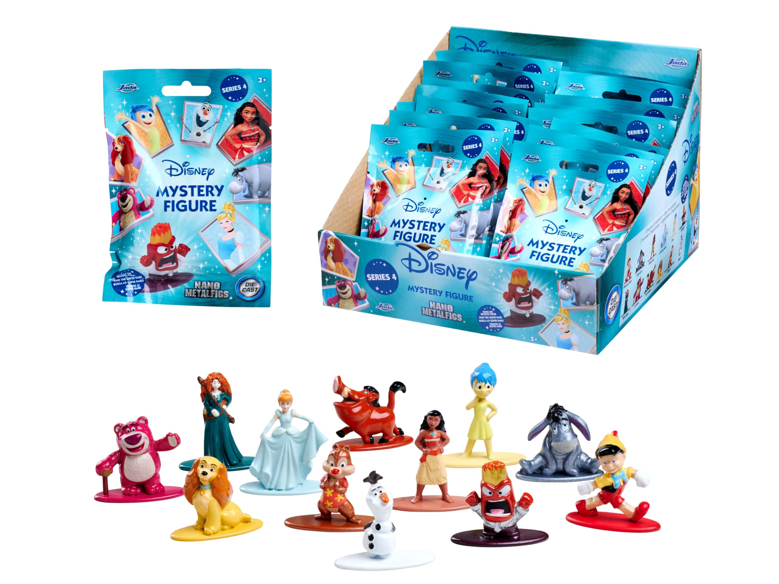 Jada Toys Disney Figure (1 x Mystery Figure in Blind Pack) - 1 Surprise Collectible Figure in 12 Disney Figures, Nano-Metal Figure for Fans and Kids from 3 Years Aged, 4cm