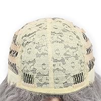 Vista 9 de Fencca - Peluca larga rizada y ondulada gris sintética, colores mezclados, con flequillo libre, de capas largas y onduladas, para mujeres