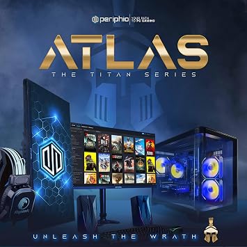 Periphio Atlas Gaming PC, AMD Ryzen 5 5500 up to 4.2GHz with Radeon RX 6500XT 4GB GPU (Gaming Optimized), 16GB RAM, 1TB SSD, WiFi, Windows 11 Desktop, Black, Full Battlestation
