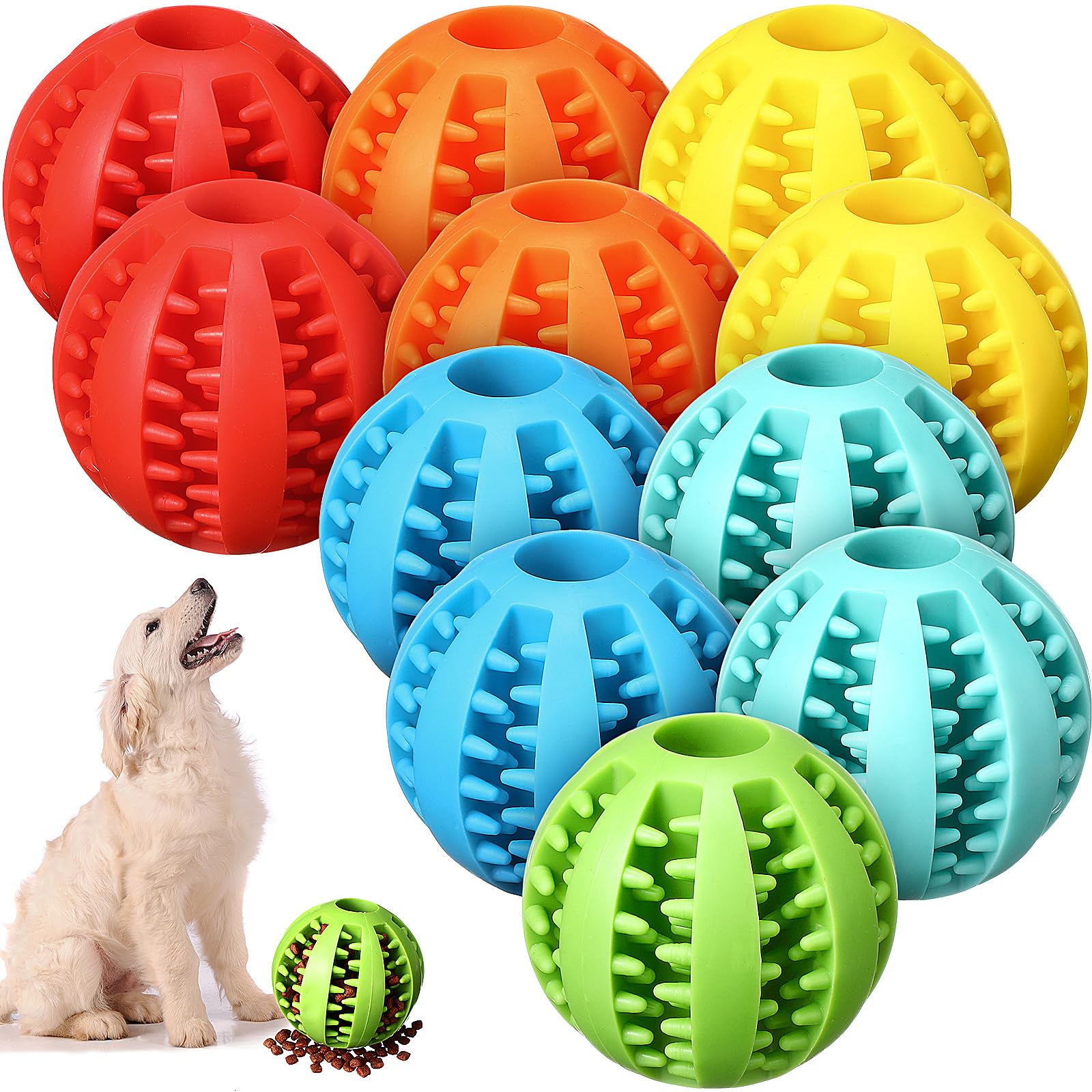 Suilung 12 Pcs Dog Treat Toy Balls Bulk Interactive Dog Puzzle Toys Dispensing Puppy Balls for Teething Chew Enrichment for Boredom and Brain