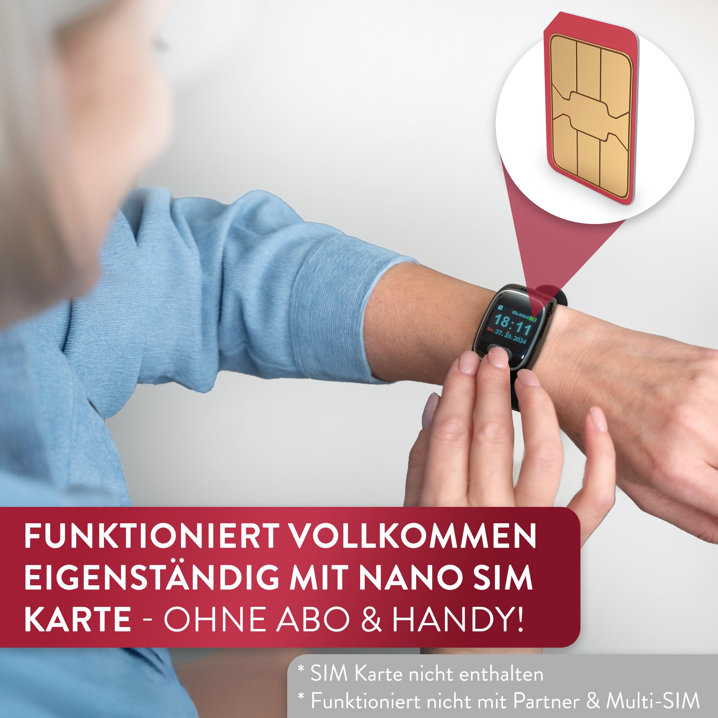 tellimed Solino PRO 4G GPS Senioren Notruf Uhr mit Telefonfunktion, SIM Slot & ohne ABO - Einfache Bedienung & maximale Sicherheit - Seniorenuhr mit Notrufknopf für Senioren & Erwachsene