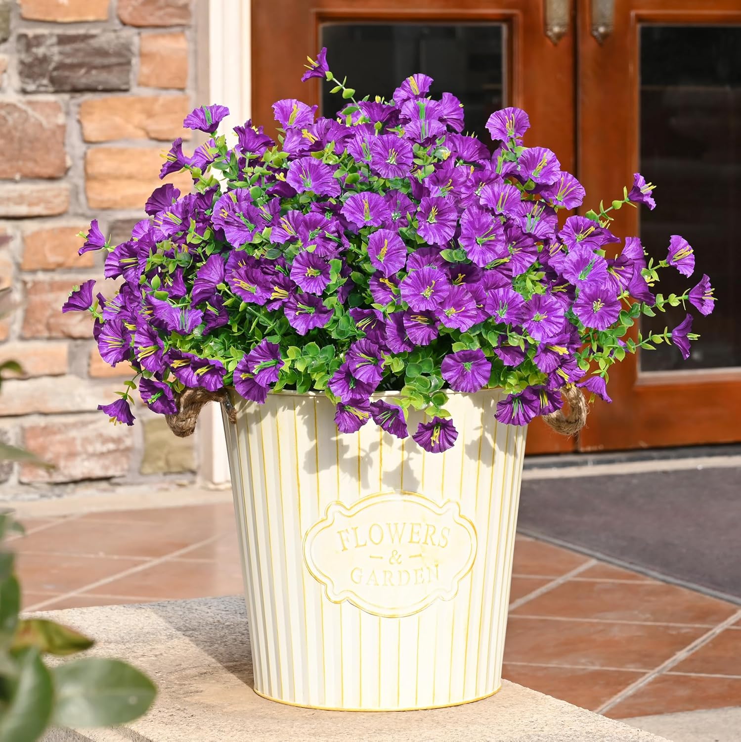 Waipfaru Artificial Flowers for Outdoors, 24 Bundles Faux Plants Outdoor, UV Resistant Artificial Plants Outdoor, Silk Petunias Fake Flowers for Outside Home Decor Planter Porch Decoration, Purple - Image 4