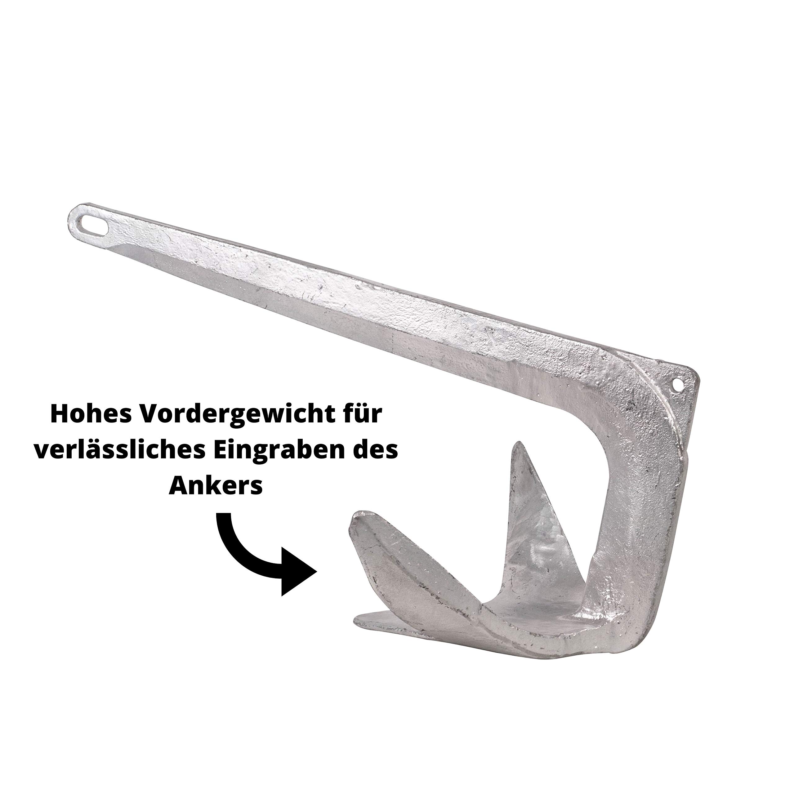 AWN M-Anker Feuerverzinkt Boot | Allround-Anker für vielzählige Ankergründe | Problemlos in Bugrolle verstaubar | Stahlguss | 15 kg