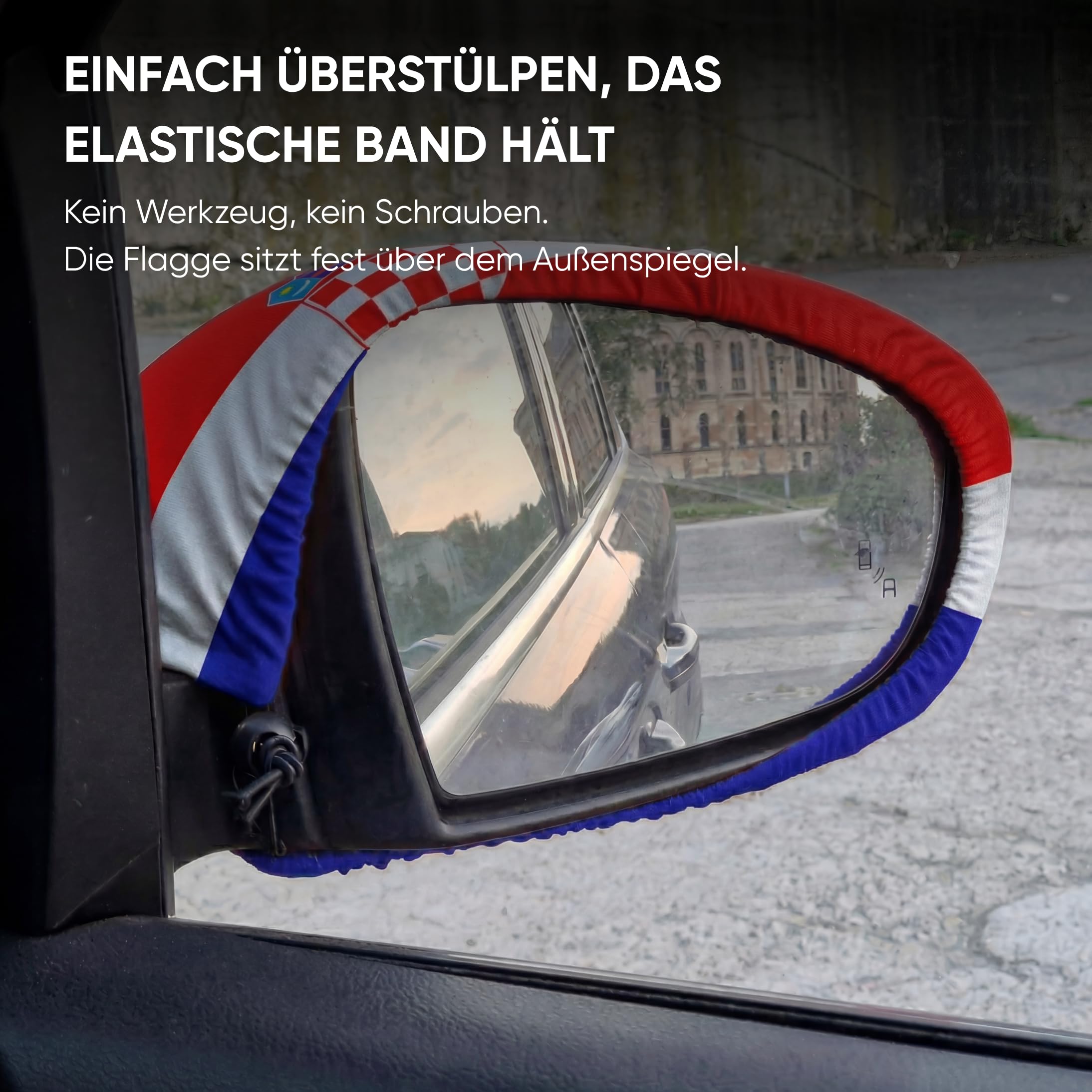 Sonia Originelli Fanset Fanartikel für das Auto 2 Stück Fensterfahnen Autofahne, Spiegelfahnen für die Außenspiegel und 2 Stück Magnetfahnen für die Tür Farbe: Kroatien