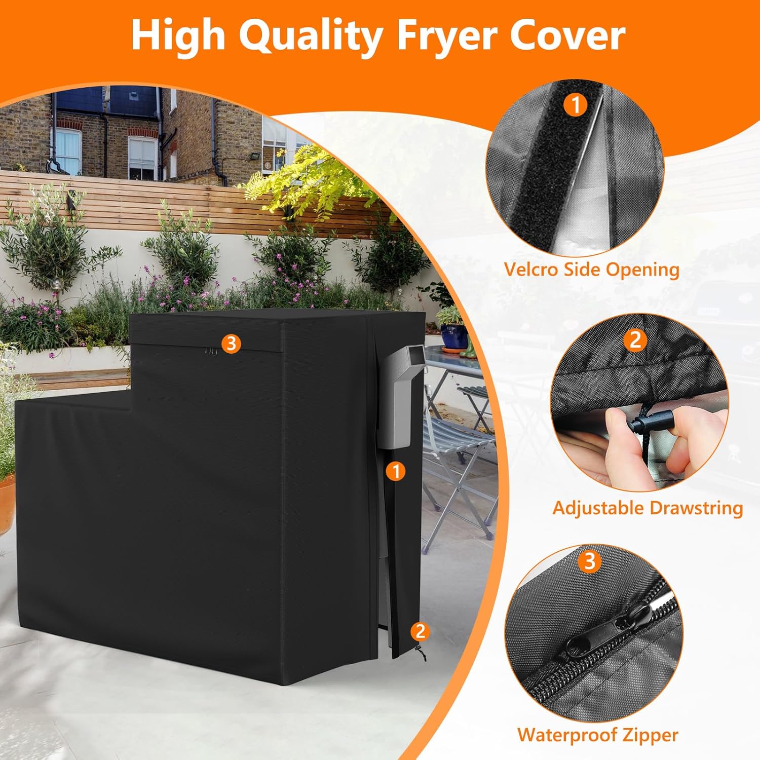 AKEfit Fryer Cover,Heavy Duty Waterproof Anti-UV Deep Fryer Cover, Fit for Model Bayou Classic 700-709 9-Gallon Deep Fryer,Black