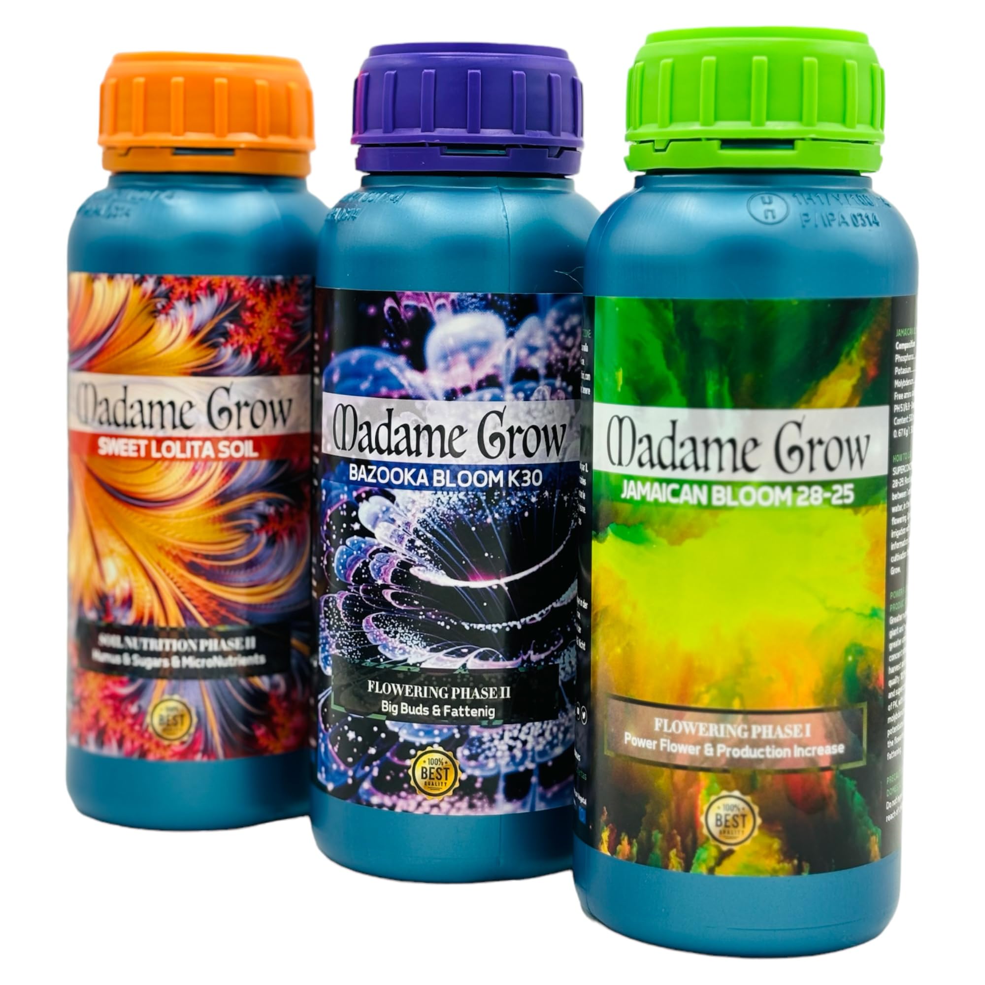 MADAME GROW Kit Red Anvil MG 3 x 500ml | Pack Fertilizantes Floración con PK Engorde y Calcio | Jamaican Bloom + Bazooka K30 + Calcio Magnesio | Kit 3 Abonos Floración